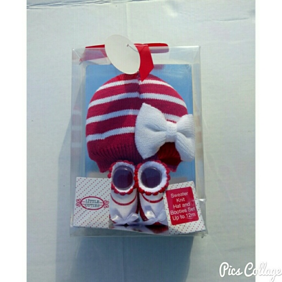 Little Cuties Knit Hat & Booties Set - NWT - Picture 2 of 2